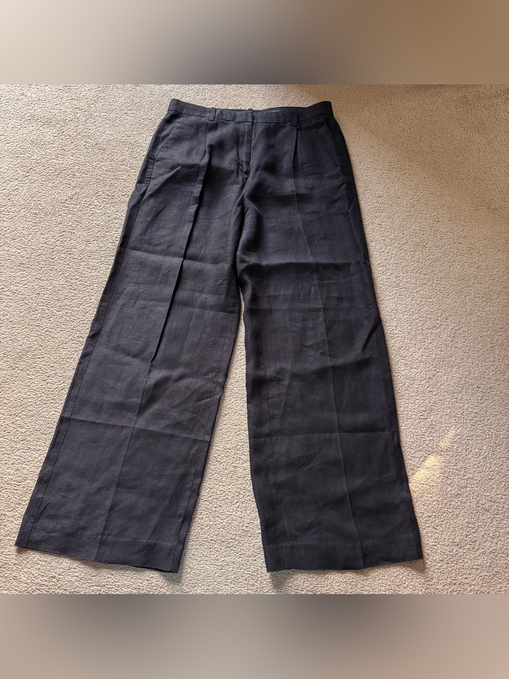 J. Crew Black Linen Essential Wide-Leg Women's Pants